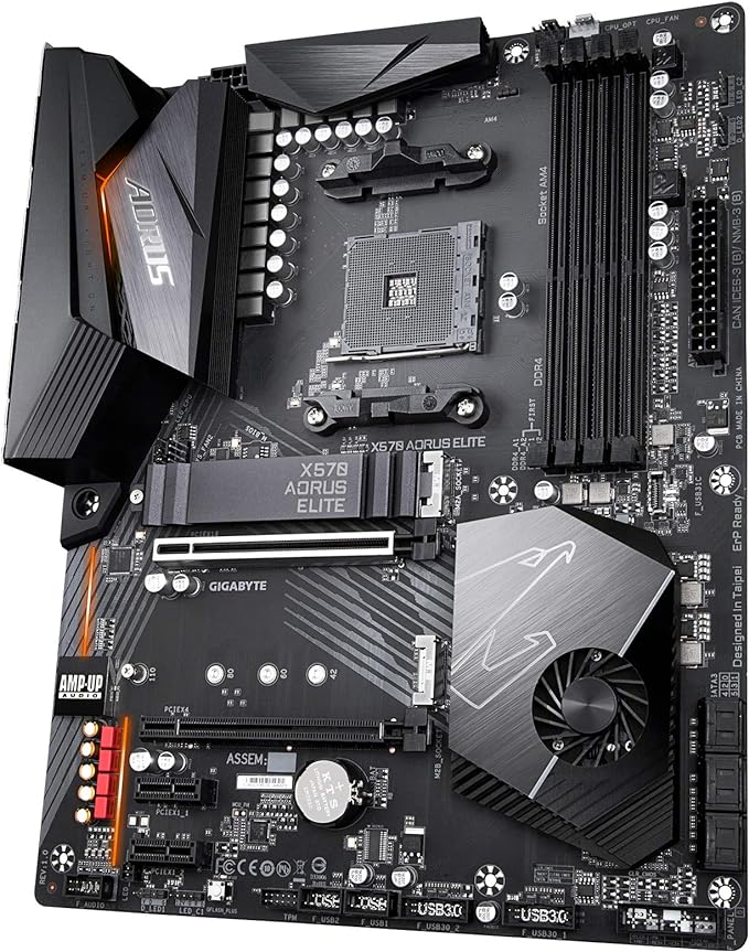 Gigabyte X570 AORUS Elite - Placa mãe (AMD Ryzen 3000/X570/ATX/PCIe4.0/DDR4/USB3.1/Realtek ALC1200/USB frontal tipo-C/RGB Fusion 2.0/M.2 Protetor térmico/placa mãe para jogo)