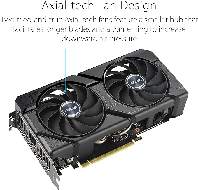 ASUS Dual GeForce RTX™ 4060 EVO OC Edition 8GB GDDR6 (PCIe 4.0, 8GB GDDR6, DLSS 3, HDMI 2.1a, DisplayPort 1.4a, design de ventilador de tecnologia axial, tecnologia 0dB, BIOS duplo, tecnologia