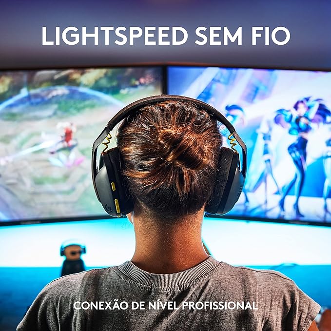 Logitech G435 LIGHTSPEED - Headset Gamer Sem Fio , Conexão USB e Bluetooth, Design Leve e Confortável, Microfone Embutido, Bateria de até 18h - Compatível com Dolby Atmos, PC, PS4, PS5, Mobile – Preto