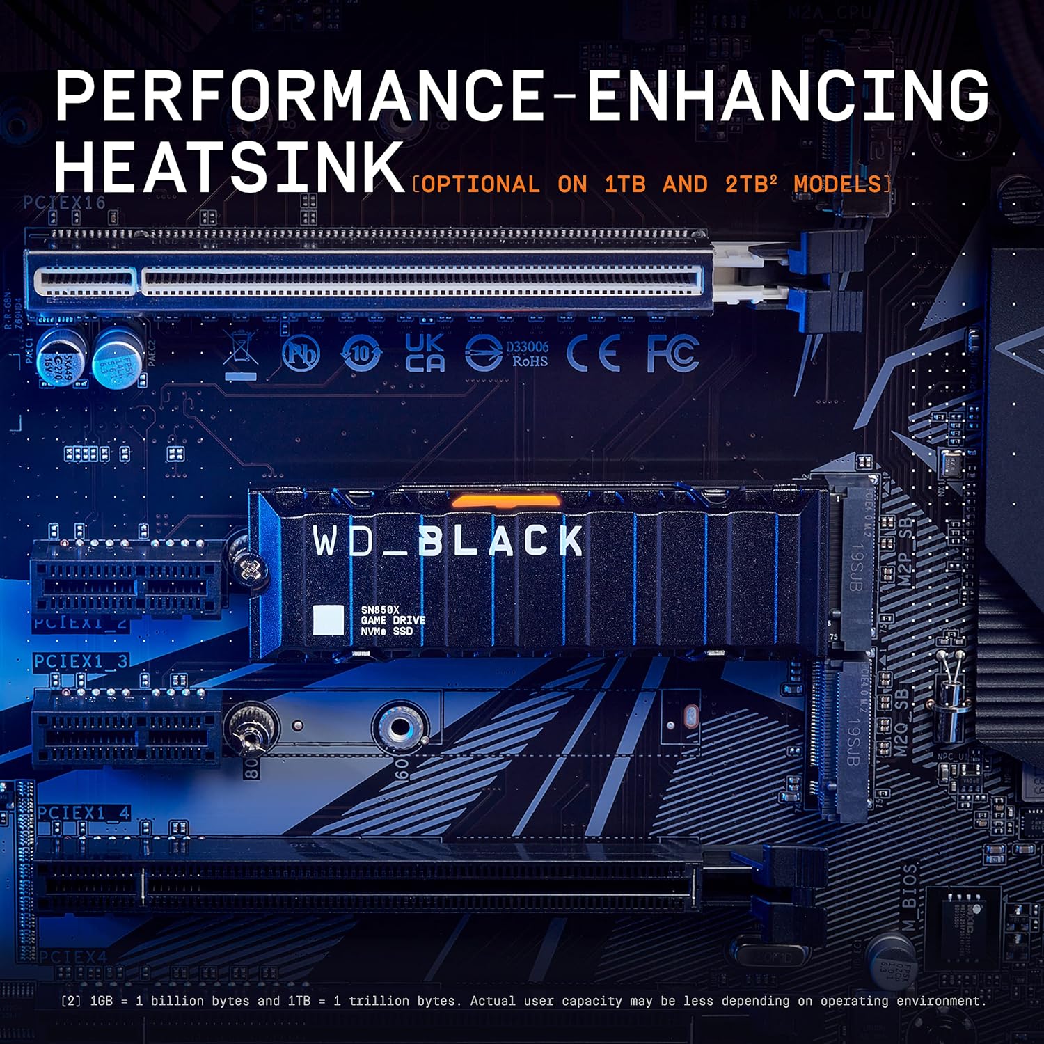 WD_BLACK Unidade interna de estado sólido para jogos SN850X NVMe de 4 TB com dissipador de calor - Funciona com PlayStation 5, PCIe Gen4, M.2 2280, até 7.300 MB/s - WDS400T2XHE