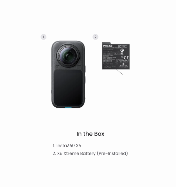 Câmera de Ação 360° Insta360 X6 – 8K, Sensor 1/1.1", 120MP, À Prova d'Água até 20m