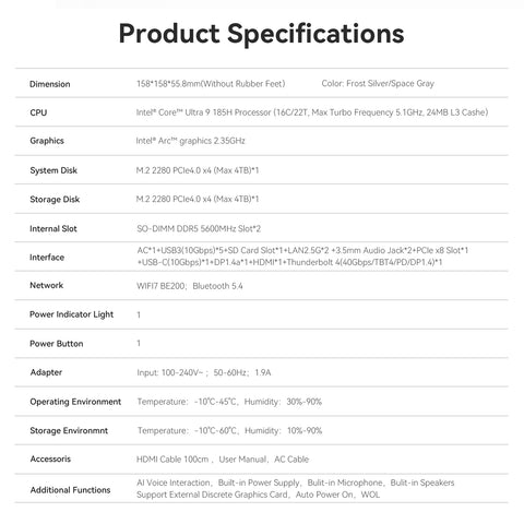 Beelink GTi14 Ultra AI PC Intel® Core™ UItra 9 185H 32GB + 1TB