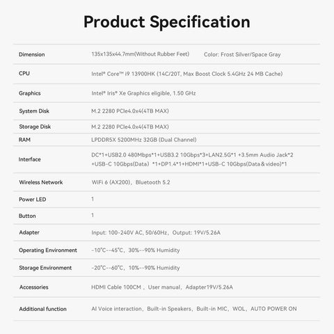 Beelink SEi13 Pro Intel® Core™ i9-13900HK / i7-13620H - 32GB + 1TB