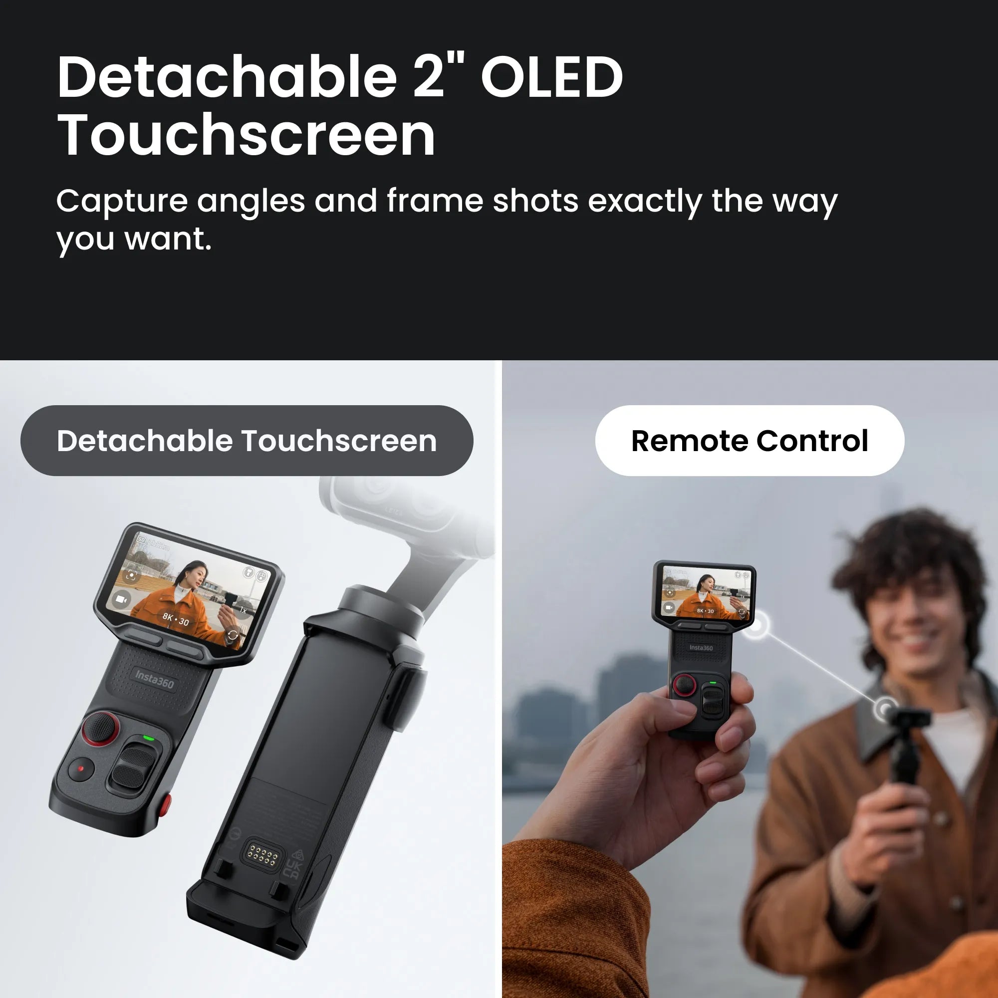 Insta360 Luna Ultra Câmera Gimbal com Tela Touch Removível, 8K, Sensor de 1" e Lente Telefoto