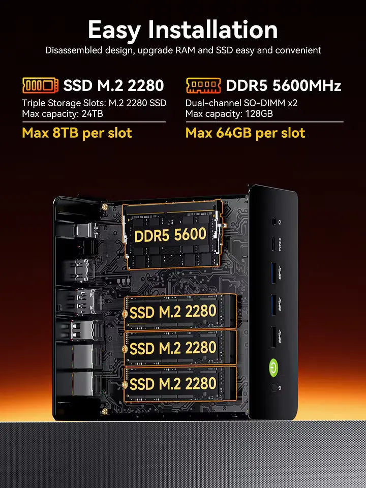 Mini PC profissional e para IA GMKtec K12 - AMD Ryzen™ 7 H 255
