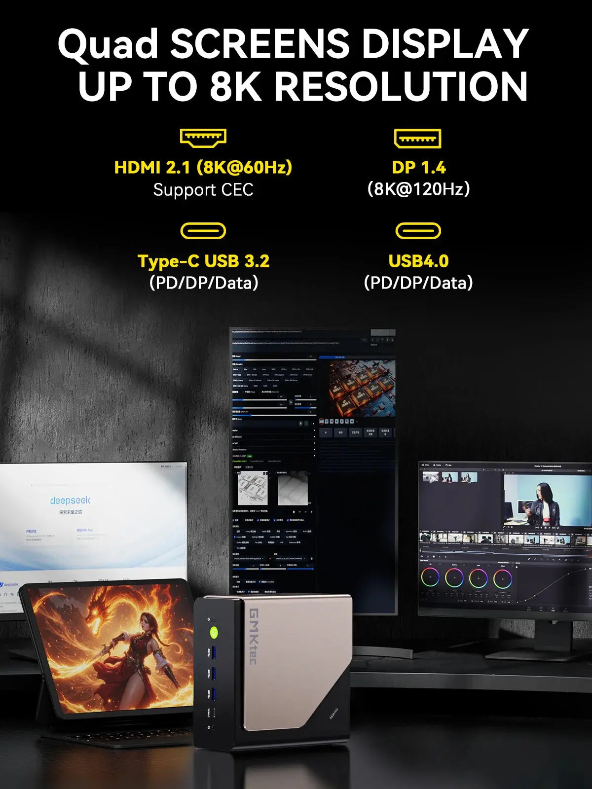 Mini PC para IA de Alto Desempenho GMKtec EVO-T1 AI - Intel® Core™ Ultra 9 285H