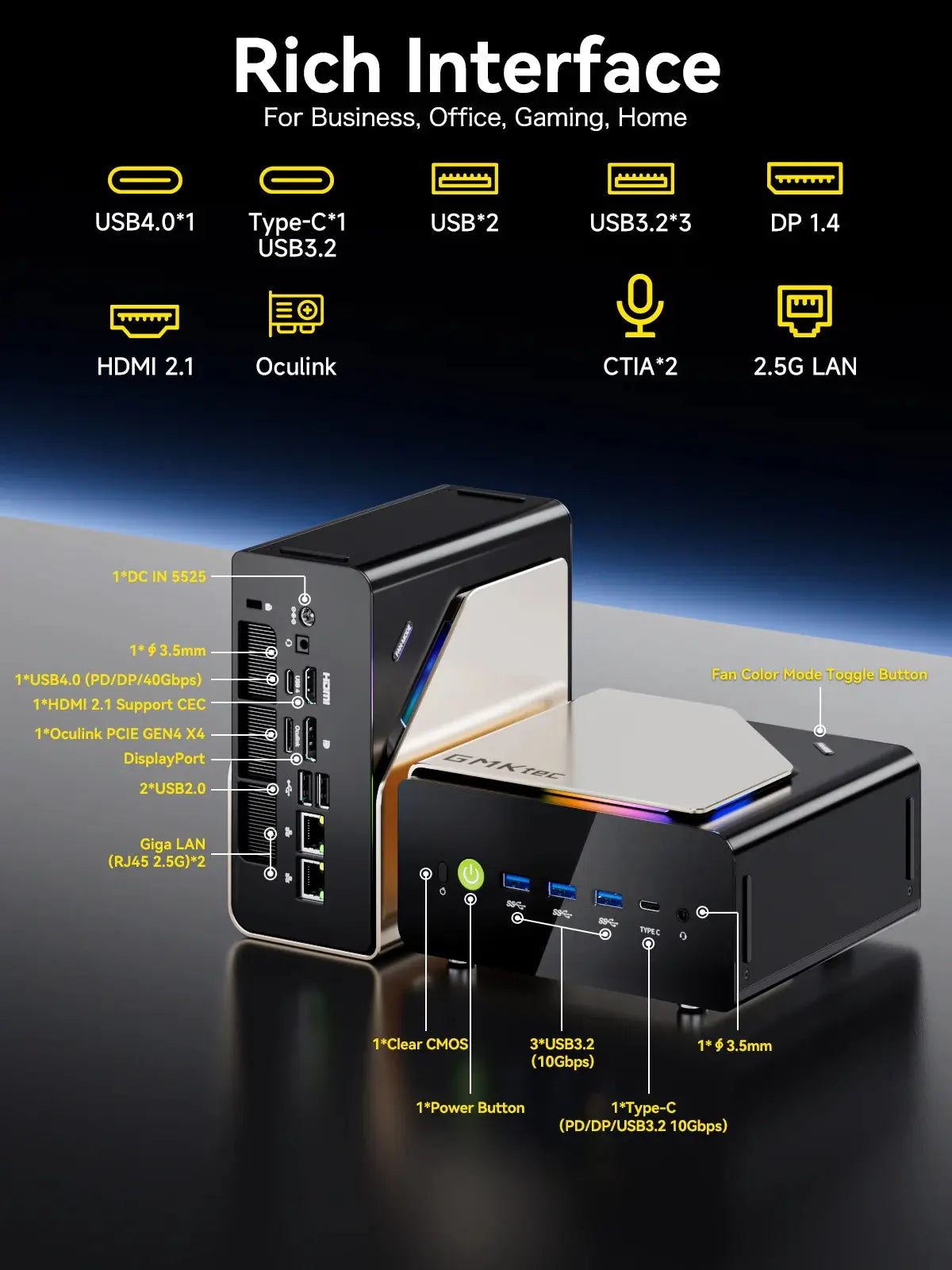 Mini PC para IA de Alto Desempenho GMKtec EVO-T1 AI - Intel® Core™ Ultra 9 285H